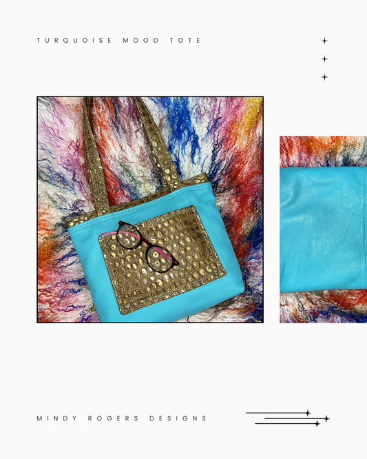 Luxurious Turquoise Leather Tote Bag