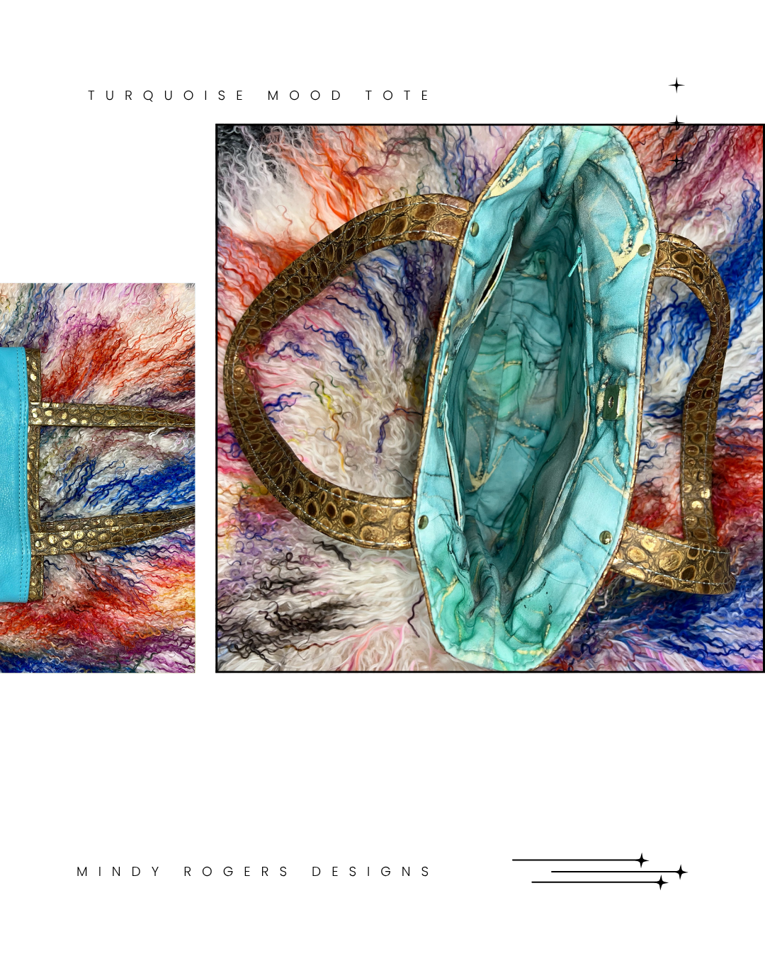 Luxurious Turquoise Leather Tote Bag