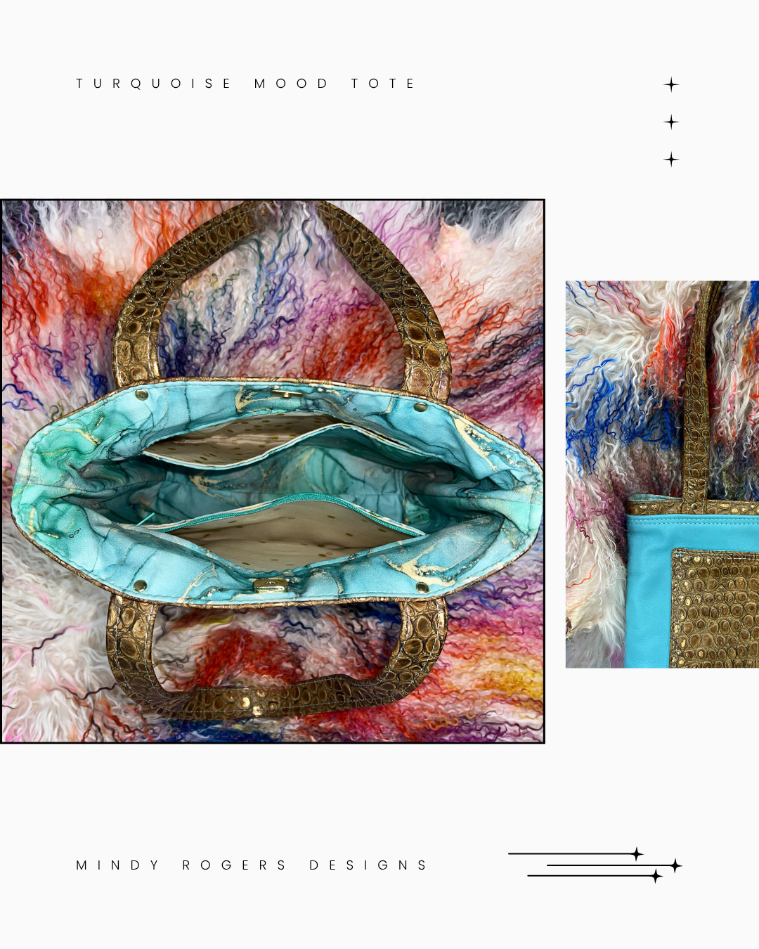 Luxurious Turquoise Leather Tote Bag
