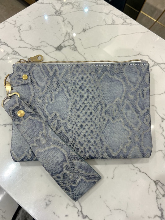 The Python Luxe Leather Wristlet