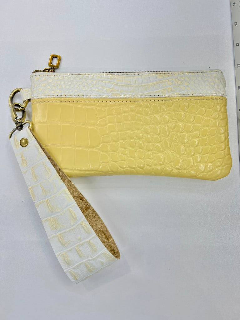 The Luxe Croc Leather Wristlet